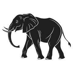 Elegant Black and White Elephant Silhouette Vector Illustration