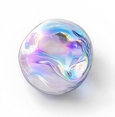  Abstract 3d Iridescent glass, curved shape, glassy texture, floating in the air