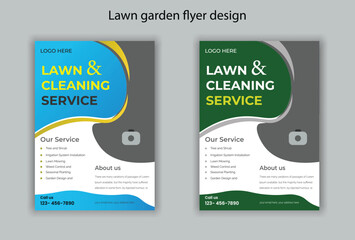 Lawn Mower Garden or Landscaping Service Social Media Post and Web Banner Template. Mowing poster, leaflet, poster design. grass, equipment, gardener