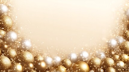 Gold and White Christmas Ornaments Festive Background