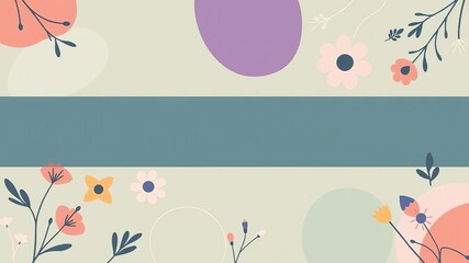 Abstract and minimalistic banner template featuring organic shapes and floral vectors in a vibrant color palette, floral, banner, organic