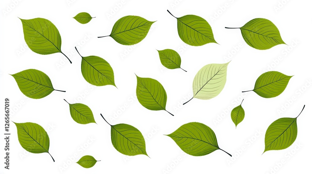 Poster intricate green leaves pattern in delicate design for creative use