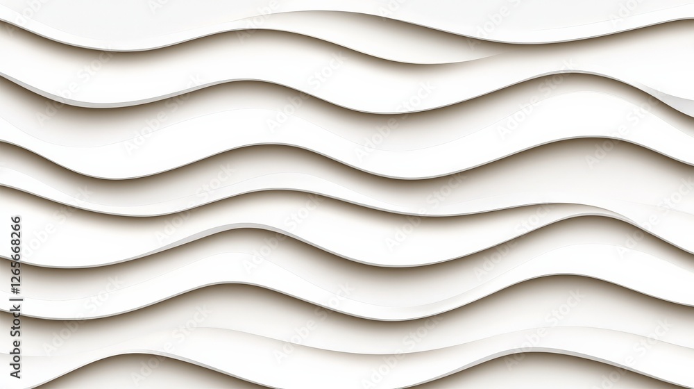 Poster dynamic 3d illustration of illuminated white waves in motion