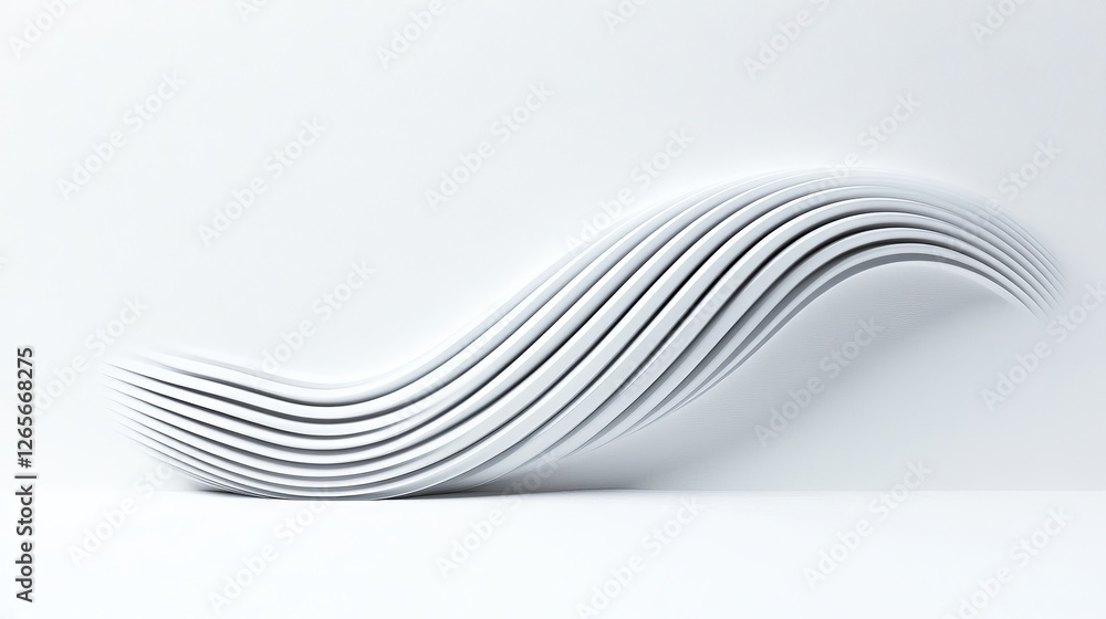 Aufkleber abstract dynamic 3d illustration of white waves illuminated from below