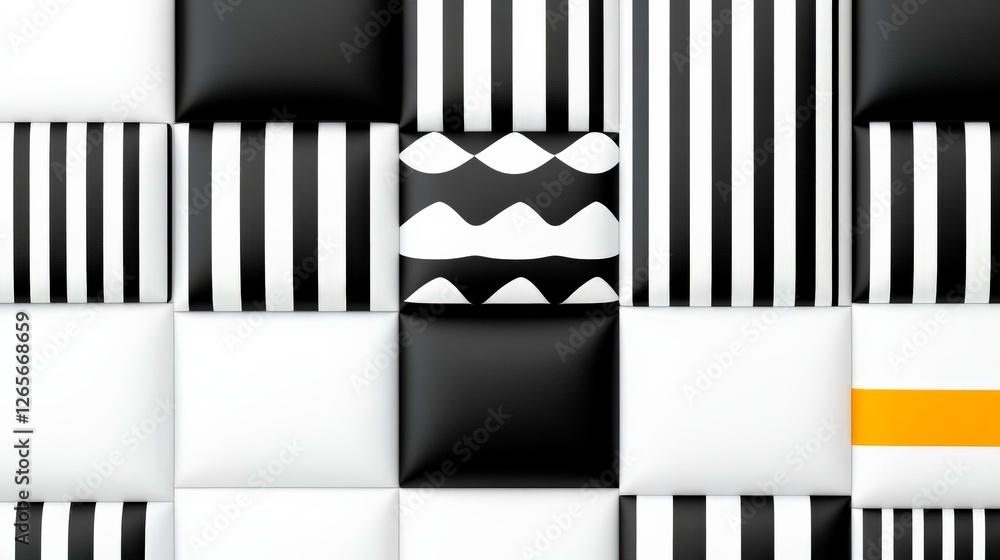 Aufkleber dynamic and versatile geometric pattern in black and white tiles