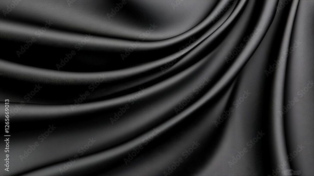 Poster soft flowing curves in dynamic black fabric backdrop for design