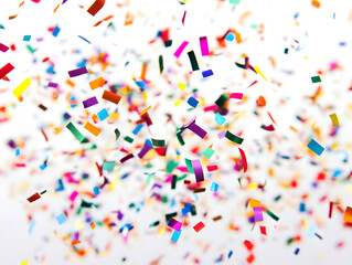 Colorful confetti fills the air during a festive celebration in a lively atmosphere