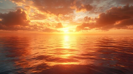 Fototapeta premium Majestic Sunset Over Tranquil Ocean Horizon with Soft Reflections