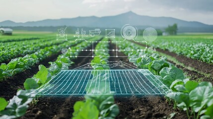 Technology enhances crop growth in a rural farm during clear daytime