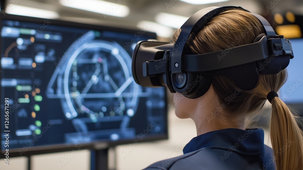Poster advanced virtual reality training session in technology-focused workspace