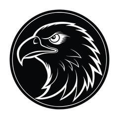 Eagle Head Silhouette in Circle Vector Art Illustration, Black Eagle Artwork