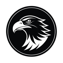 Eagle Head Silhouette in Circle Vector Art Illustration, Black Eagle Artwork