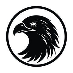 Eagle Head Silhouette in Circle Vector Art Illustration, Black Eagle Artwork