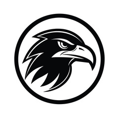 Eagle Head Silhouette in Circle Vector Art Illustration, Black Eagle Artwork