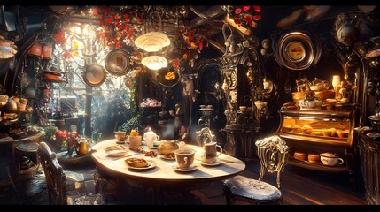 Enchanted Vintage Kitchen with Flowers and Charming Decor