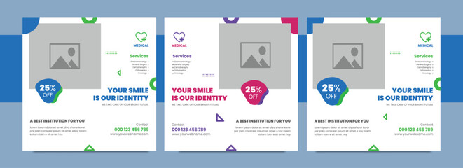 Medical healthcare social media post flyer design and hospital clinic or doctor social media post template
