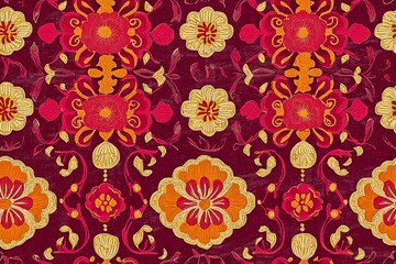 Suzani Persian pattern - traditional home interior in Uzbekistan traditional culture seamless pattern.
