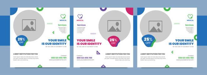 Medical Social Media Post Template, Healthcare Social Media Banner Template, Medical and healthcare social media post template. health doctor banner template. Medical Health banner.