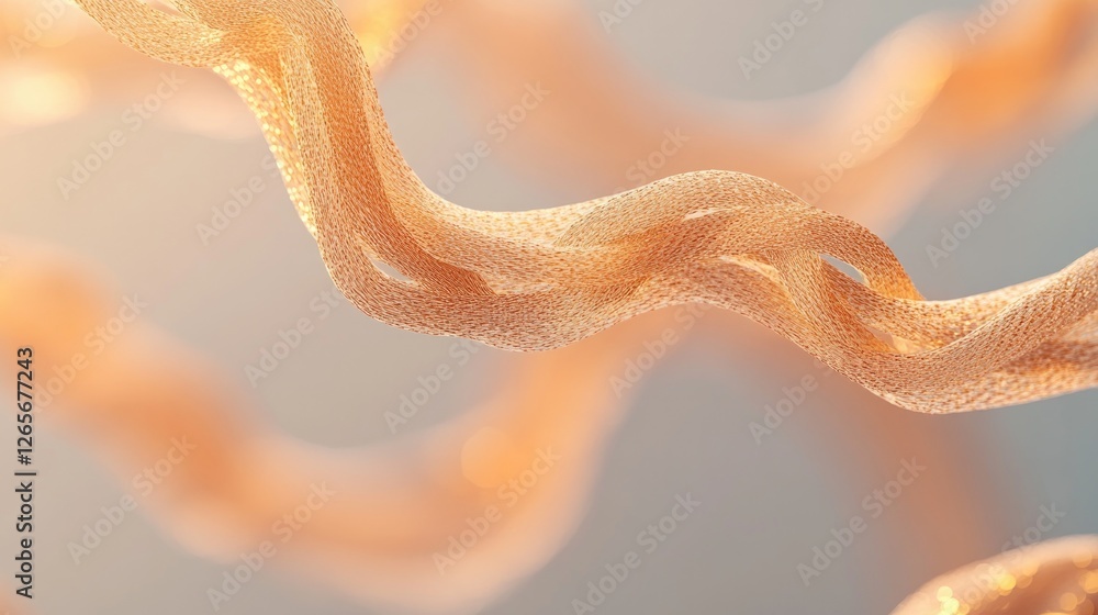 Poster vibrant depiction of interlocking gold chains with intricate textures reflecting warm soft ambient l