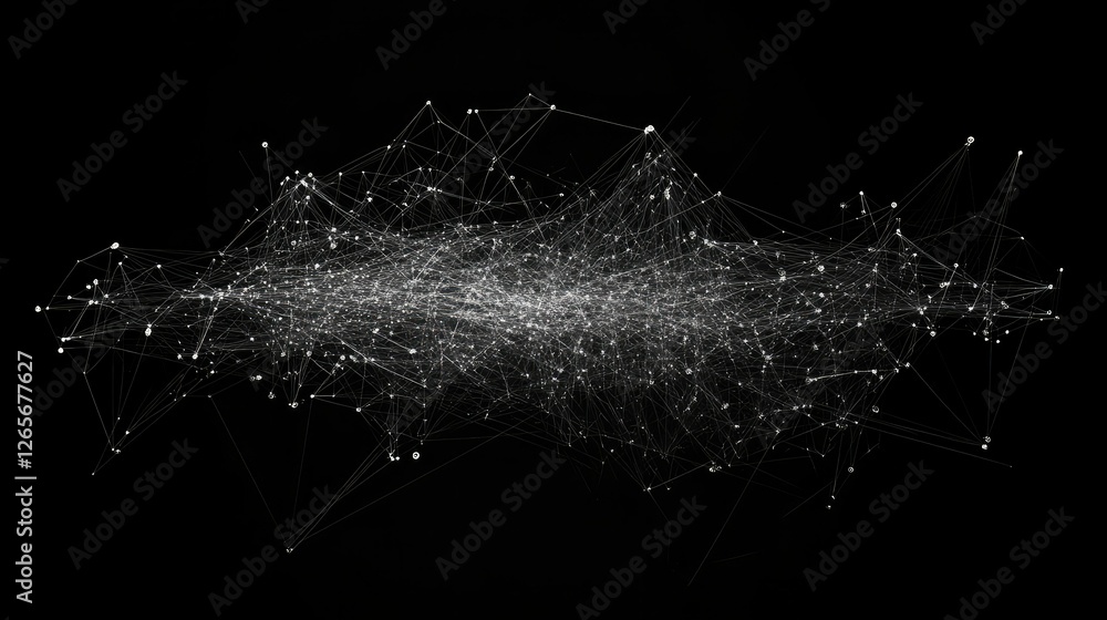 Poster an abstract web of interconnected points and lines, representing data flow and modern digital connec