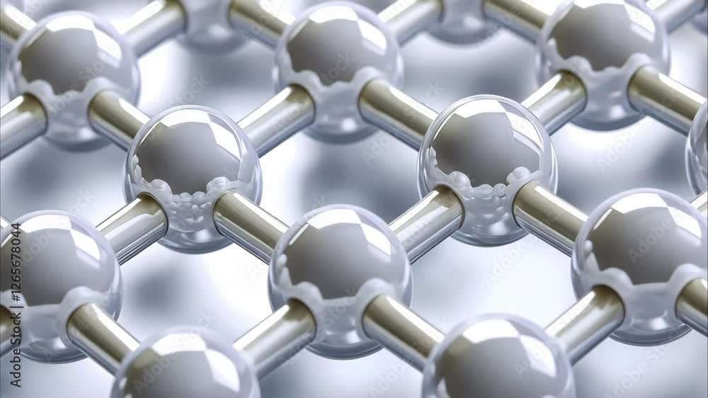 Poster a close-up view of a molecular structure, likely representing a crystal lattice or atomic arrangemen