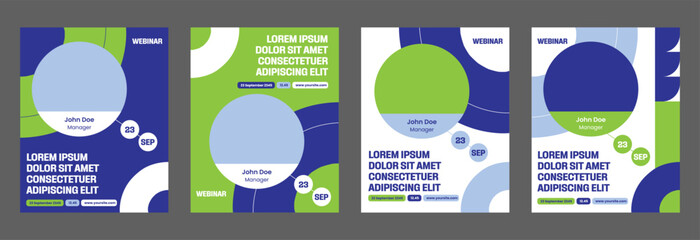 instagram webinar social media template banner slider carousel poster online seminar web summit business flat templates navy blue green color flat modern minimal poster vertical size design background