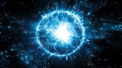 A star-powered generator floating in orbit, glowing energy beams linking it to distant colonies