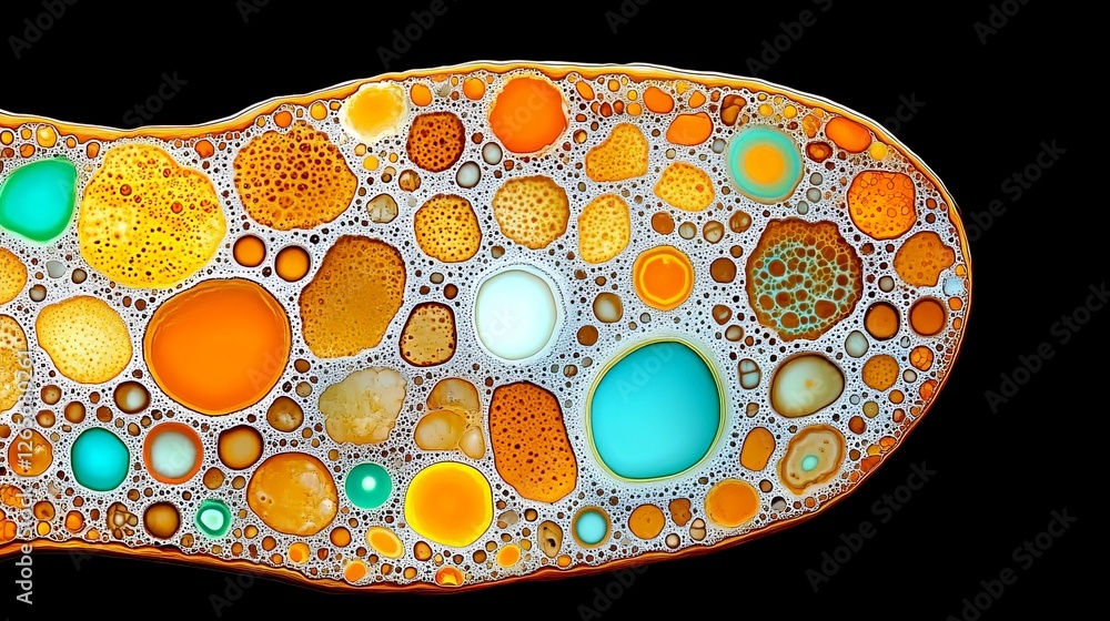 Poster mesmerizing canvas of petrol hues and captivating bubble patterns