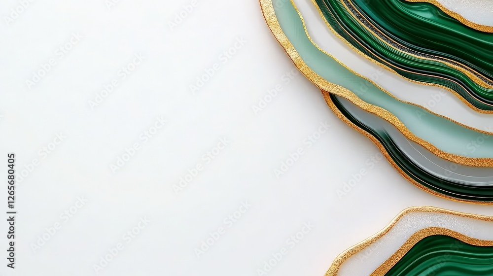 Poster mesmerizing verdant marble patterns on smooth white canvas