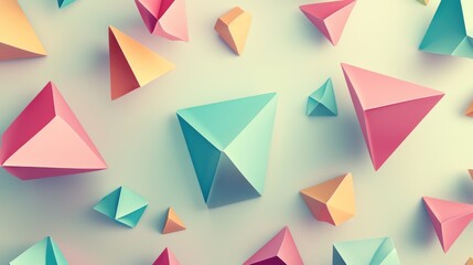 Colorful geometric pyramids on a light background