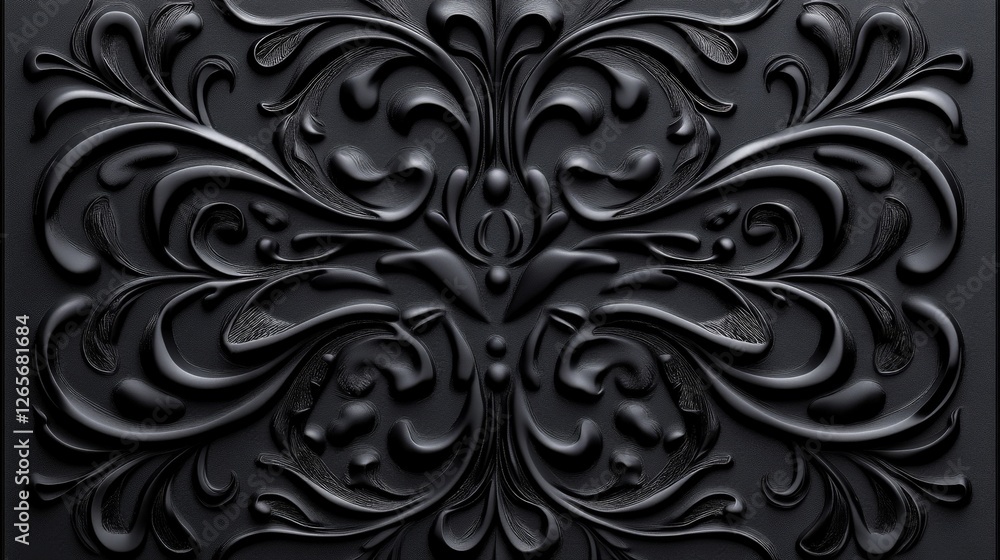 Poster mesmerizing intricate damask patterns on elegant black background