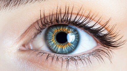 Close-up of a vibrant blue-green human eye