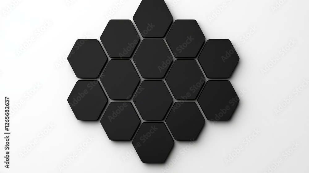Aufkleber minimalist geometric pattern with black hexagonal shapes on white backdrop