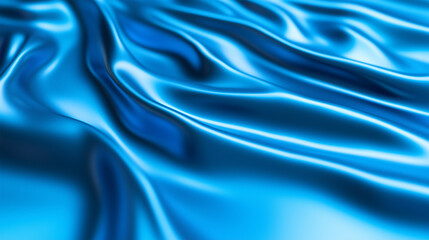 Obraz premium Beautiful blue silk fabric flowing gently under soft light creating a smooth, reflective surface
