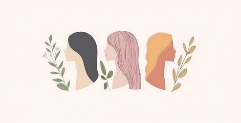Fototapeta premium Minimalist line art set featuring three abstract female shapes