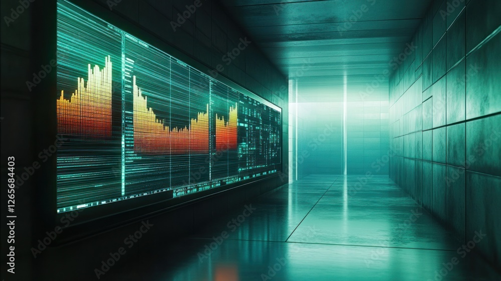 Poster financial data analysis on screen display in modern business environment