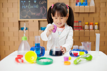 A young girl was conducting a science experiment at home.