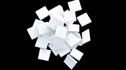 Abstract Pixelated Mosaic of Decaying White Squares on Black Background