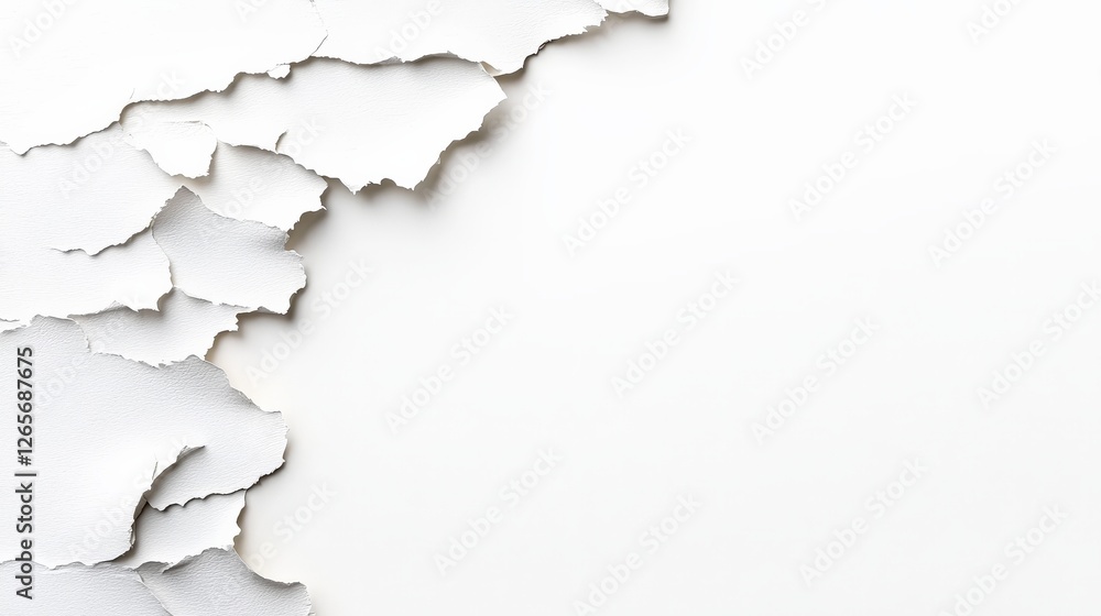 Aufkleber pristine white paper texture with soft torn edges on background