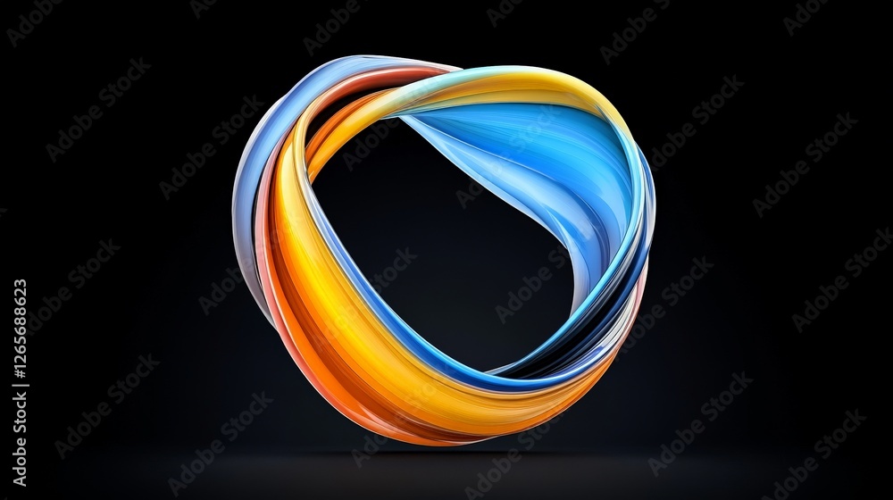 Poster pulsating 3d orb in vibrant neon light with kaleidoscope effect