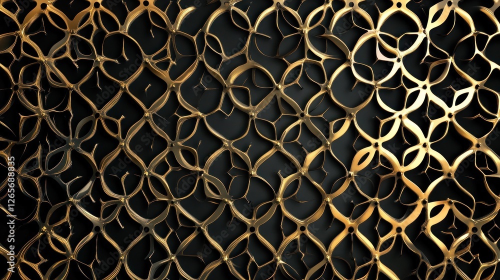 Poster elegant golden floral lattice pattern on dark background for design elements