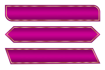 Purple gold button text box shaped object set elements isolated on white background