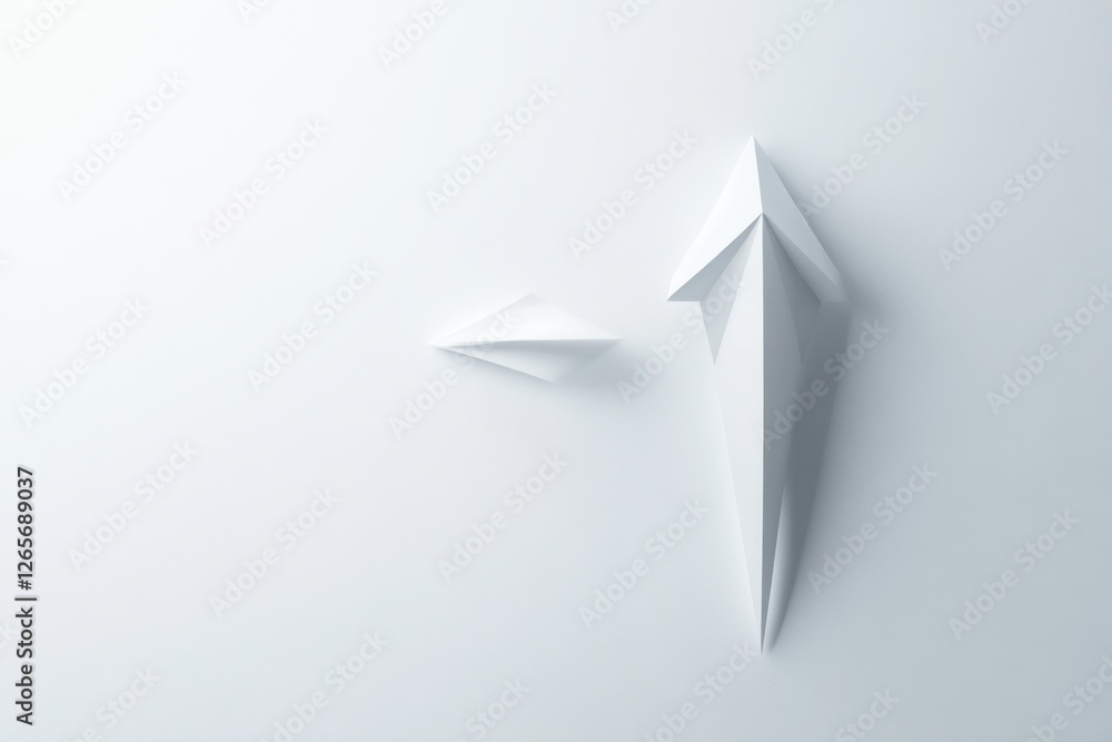 Aufkleber artistic paper sculptures resembling arrows and planes create a minimalistic design on a white wall