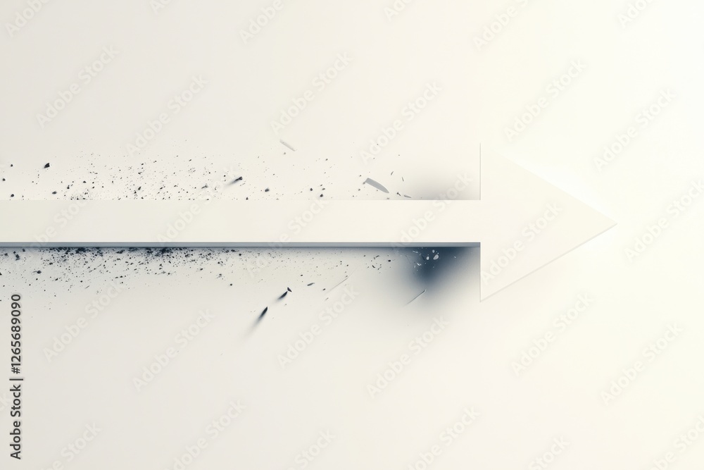 Poster Abstract arrow design with particles illustrating movement and direction in a minimalist style