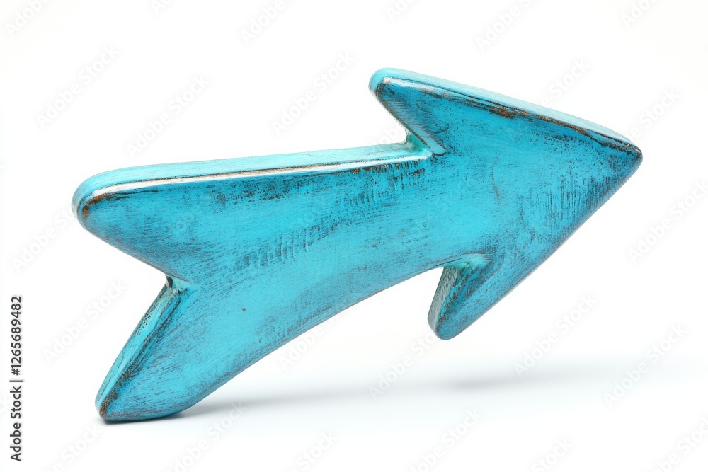 Poster decorative turquoise arrow symbolizing direction and guidance displayed on a white background