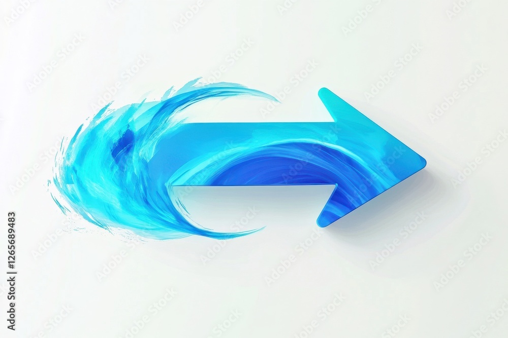 Leinwandbilder abstract blue arrow with wave design representing movement and direction