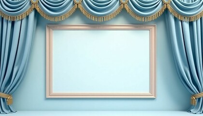 blue curtains on a white background
