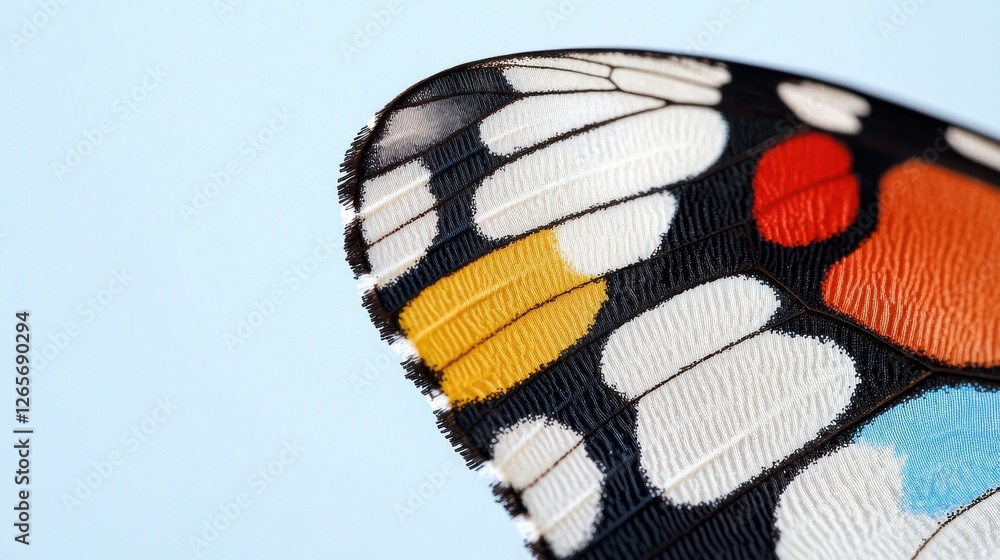 Poster close-up macro photograph of a colorful butterfly wing displaying intricate patterns and textures
