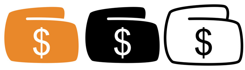 wallet icon, flat style pictogram icon, simple for mobile app ui or ux, sign logo symbol design vector illustration, isolated on white