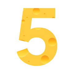 Cheese number five symbol isolated on white